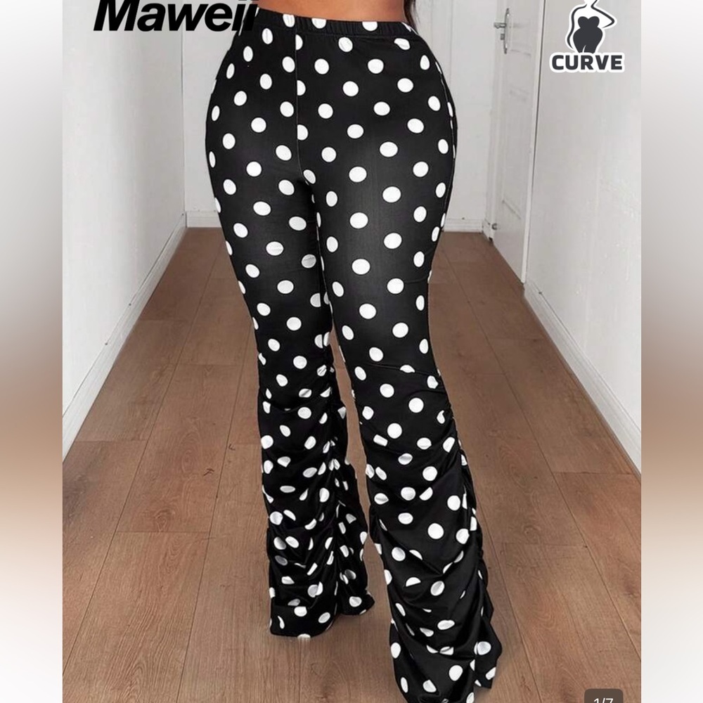 Black and White Polka Dot Flare Pants